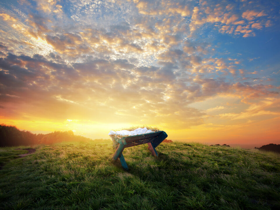 Manger at sunset