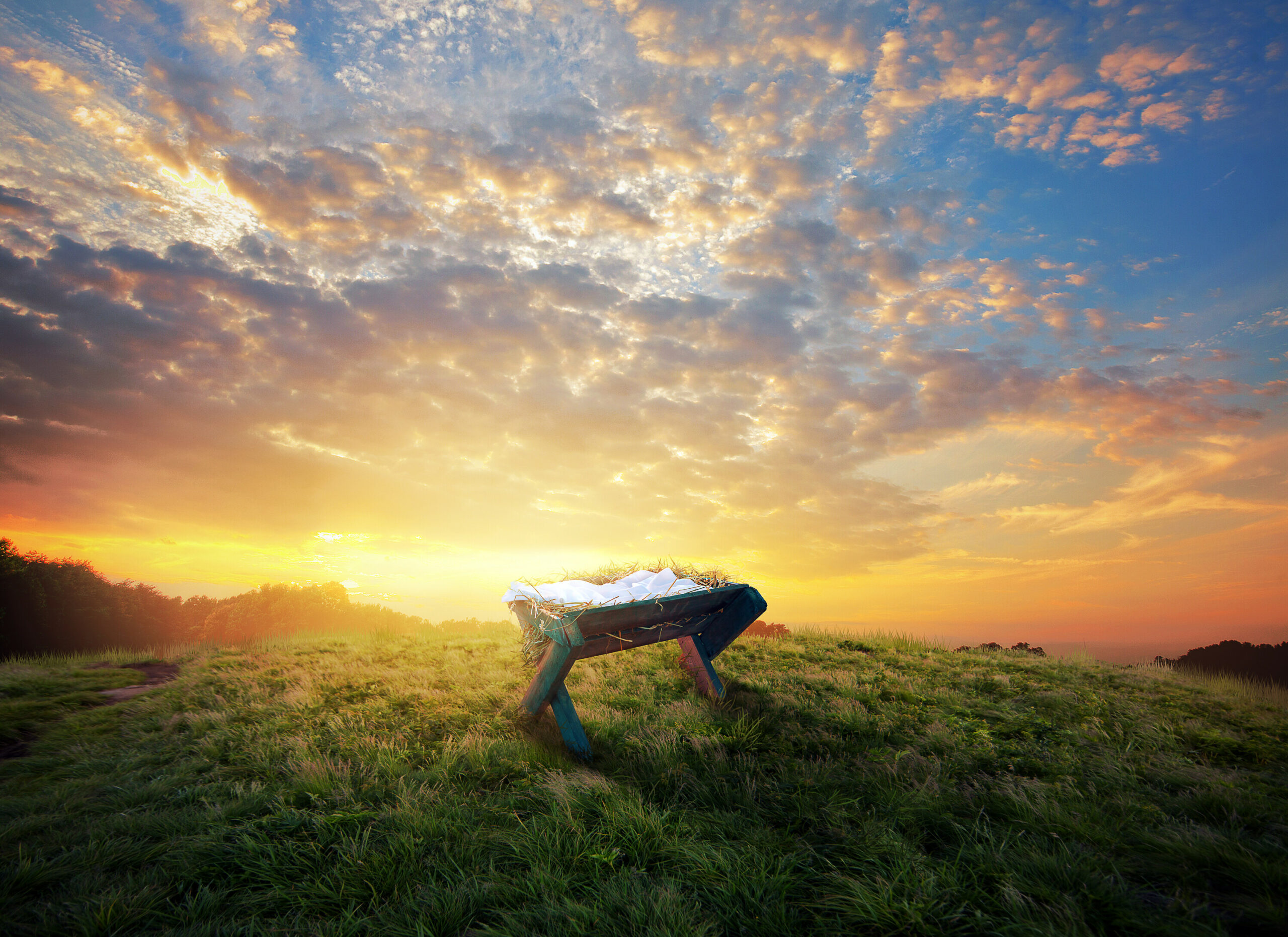 Manger at sunset